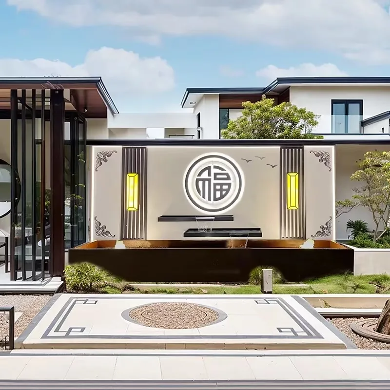 Custom metal entrance feature for a private villa